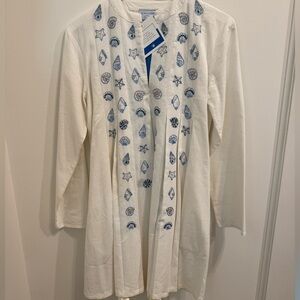 Mi Golondrina Isabela Shell blue and white dress, size small BNWT